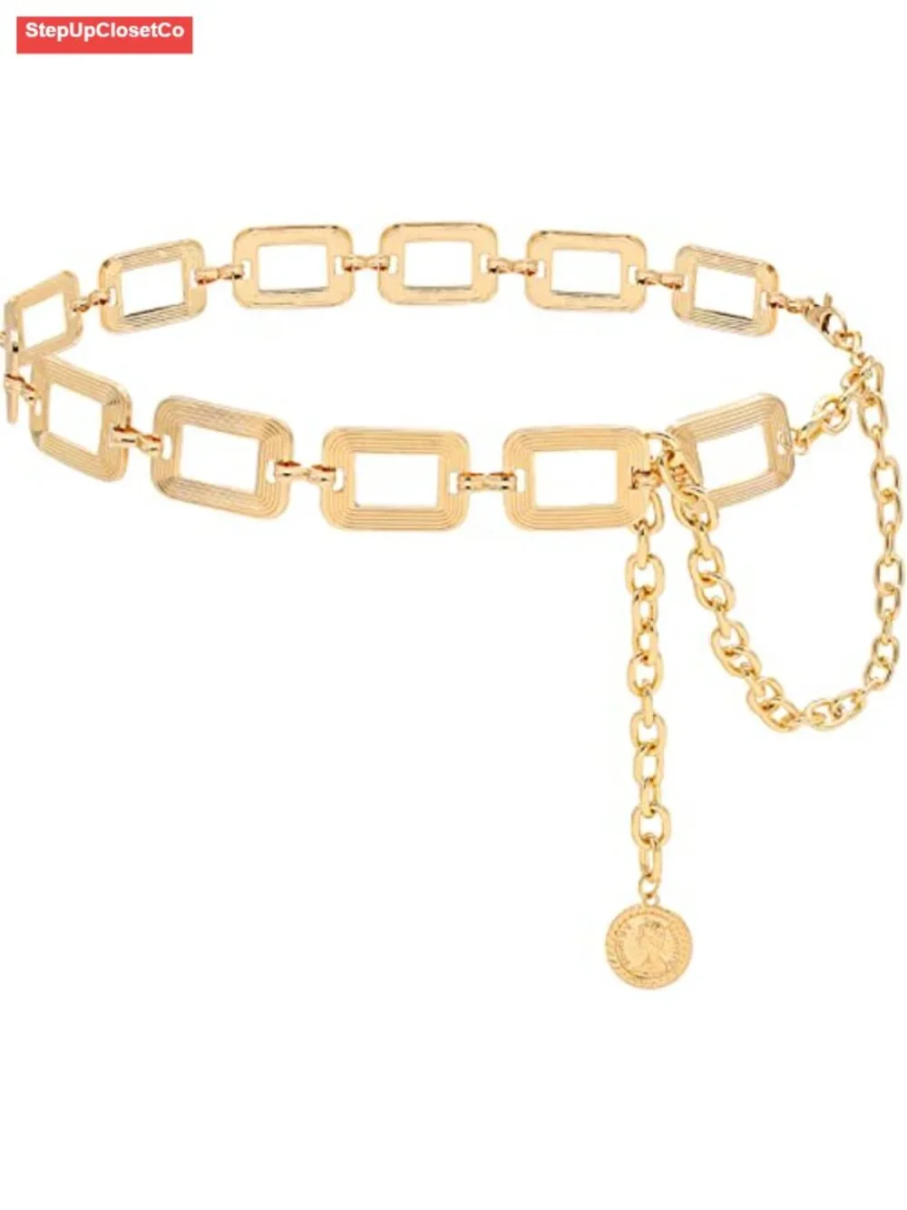 Women's Chunky Metal Waist Chain Belt Alloy Link Belly Belt